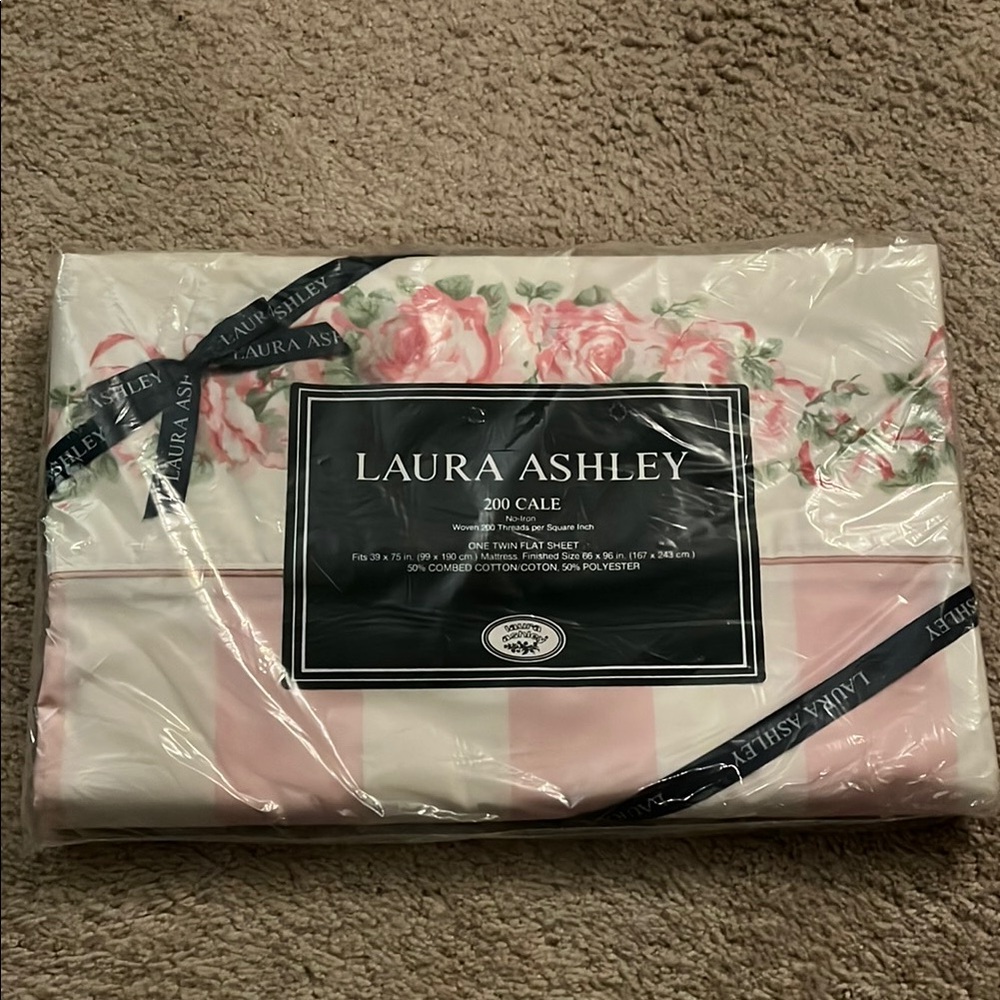 Laura Ashley Pink Floral Twin Sheet Set